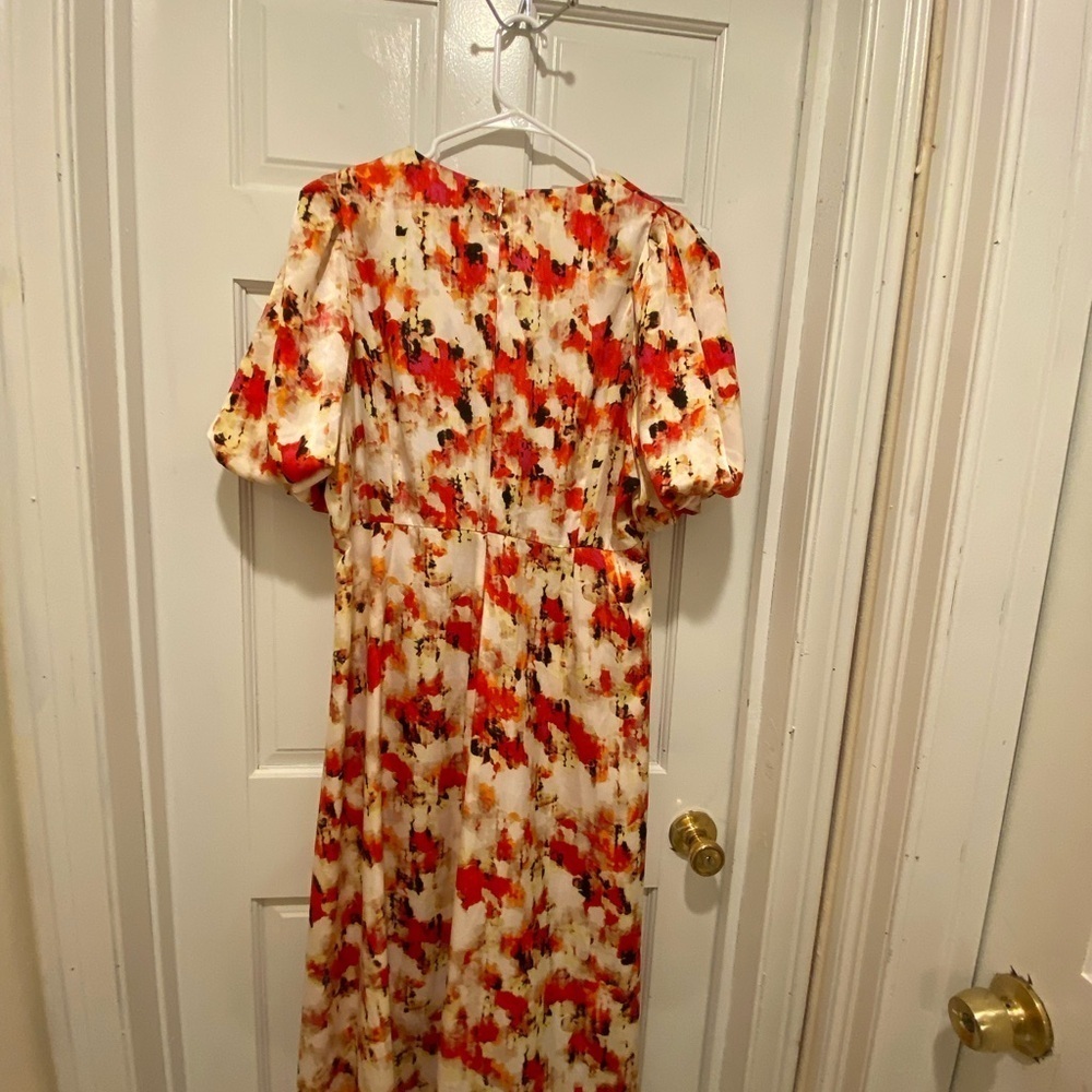 Dkny Red and Brown Off the Shoulder Flutter Sleeve Sundress - Picture 4 of 7